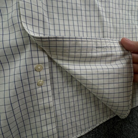 Brooks Brothers Milano Blue Check 16 35 Men Long Sleeve Button Up Shirt Cotton - Picture 13 of 16